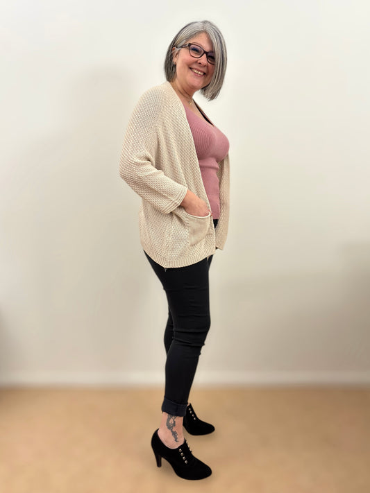 Gilet Beige manche 3/4 chauve souris