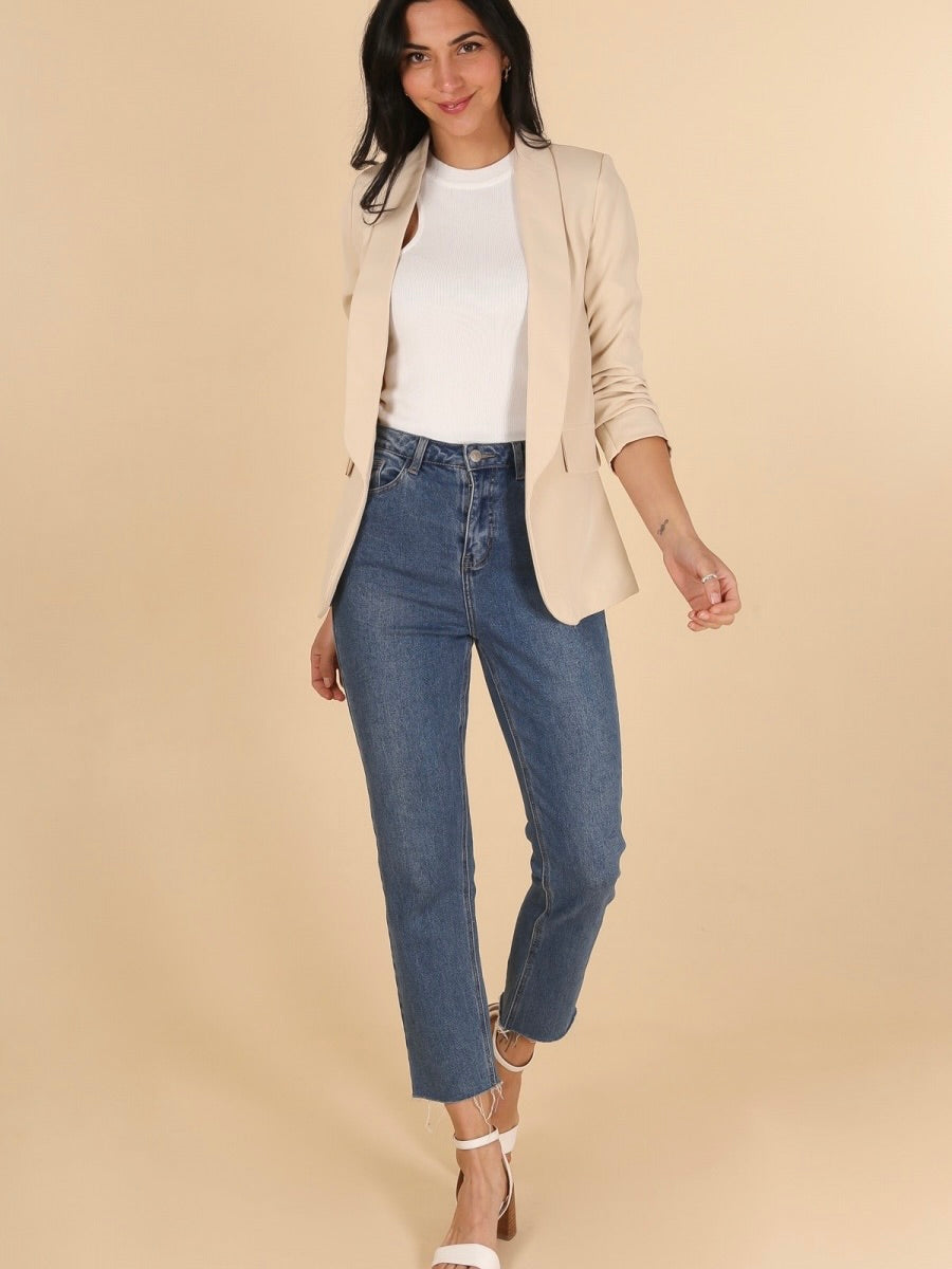 Blazer Beige Col Châle