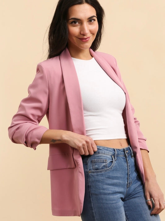 Blazer Vieux Rose Col Châle