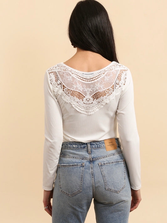 Haut Blanc Dos Dentelle