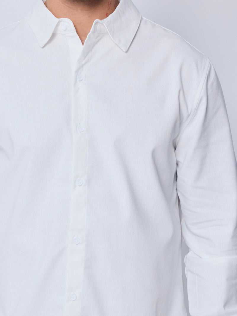 Chemise Lin Blanche anti-froissement