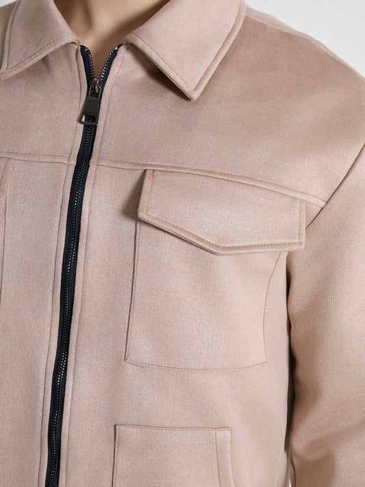 Veste 4 poches Suédine Beige