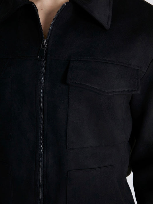 Veste 4 poches Suédine Noire