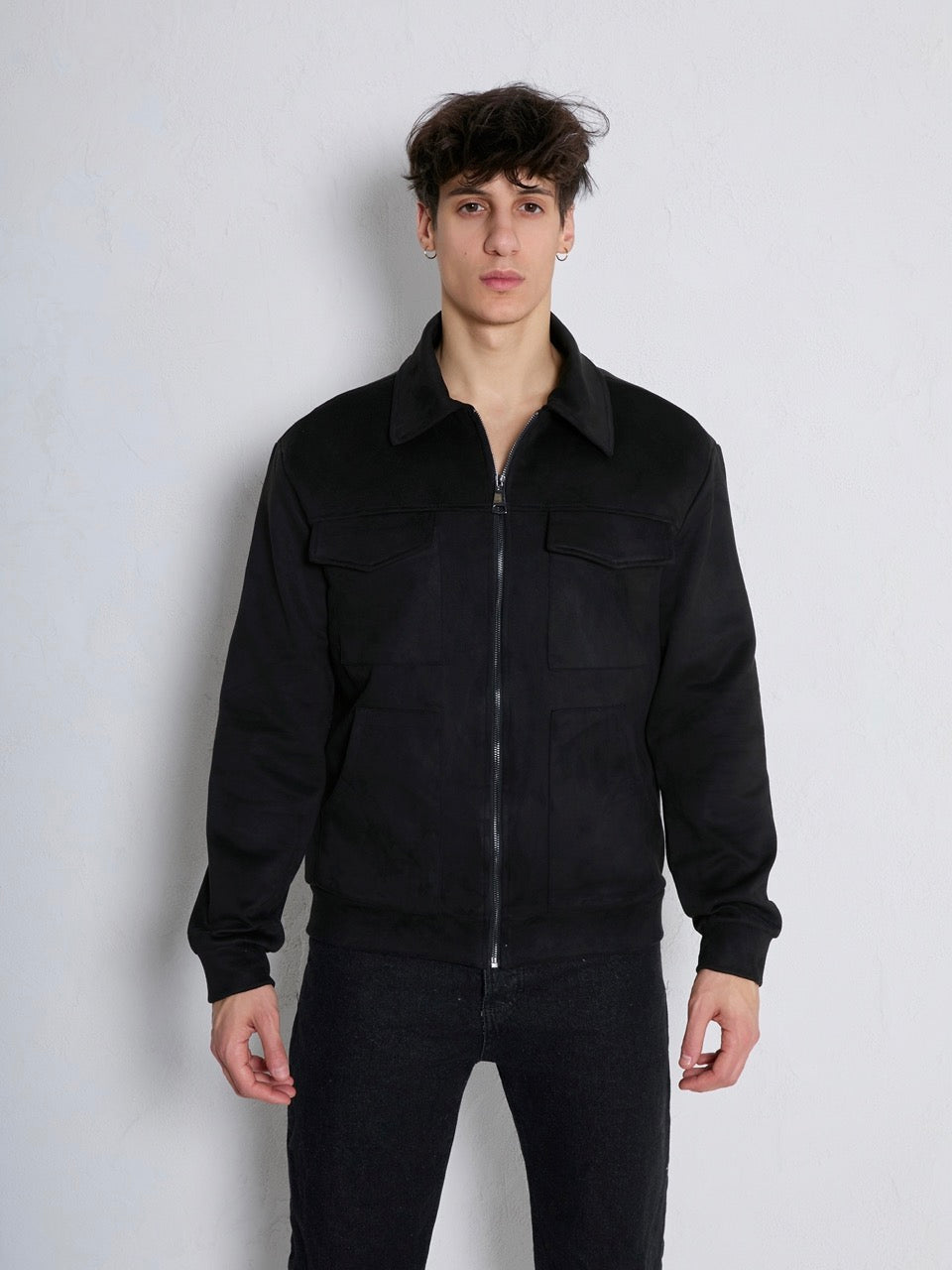 Veste 4 poches Suédine Noire