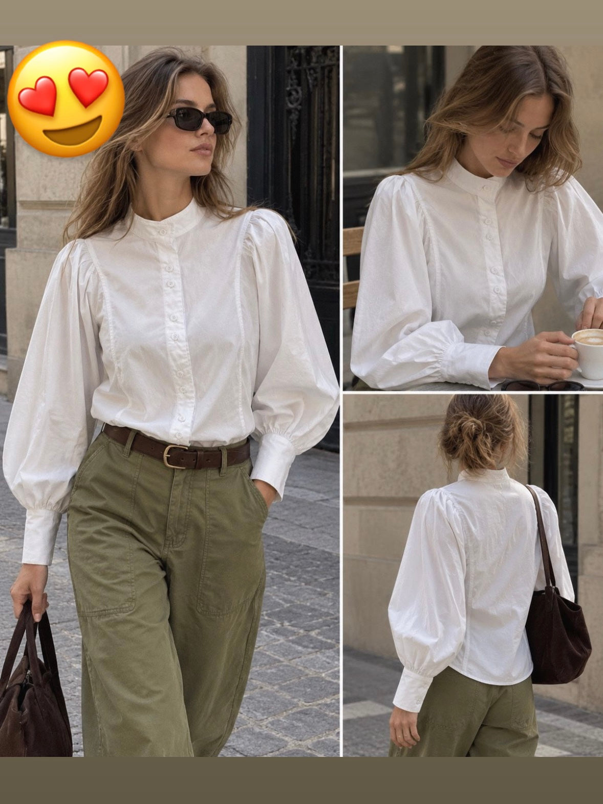 Chemise Blanche - Manches bouffantes à pinces