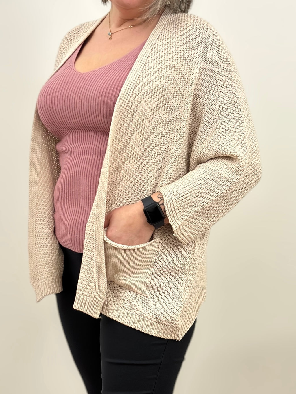 Gilet Beige manche 3/4 chauve souris