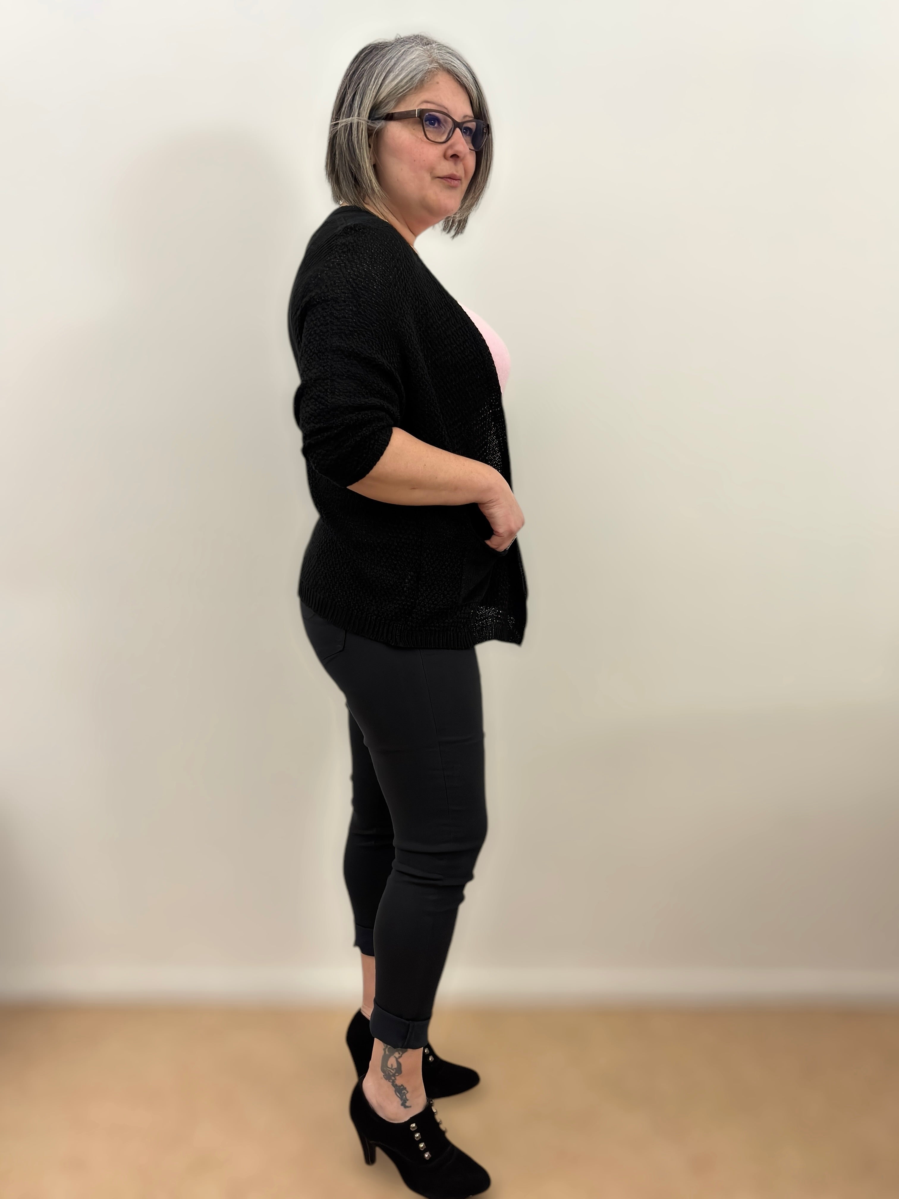 Gilet Noir manche 3/4 chauve souris