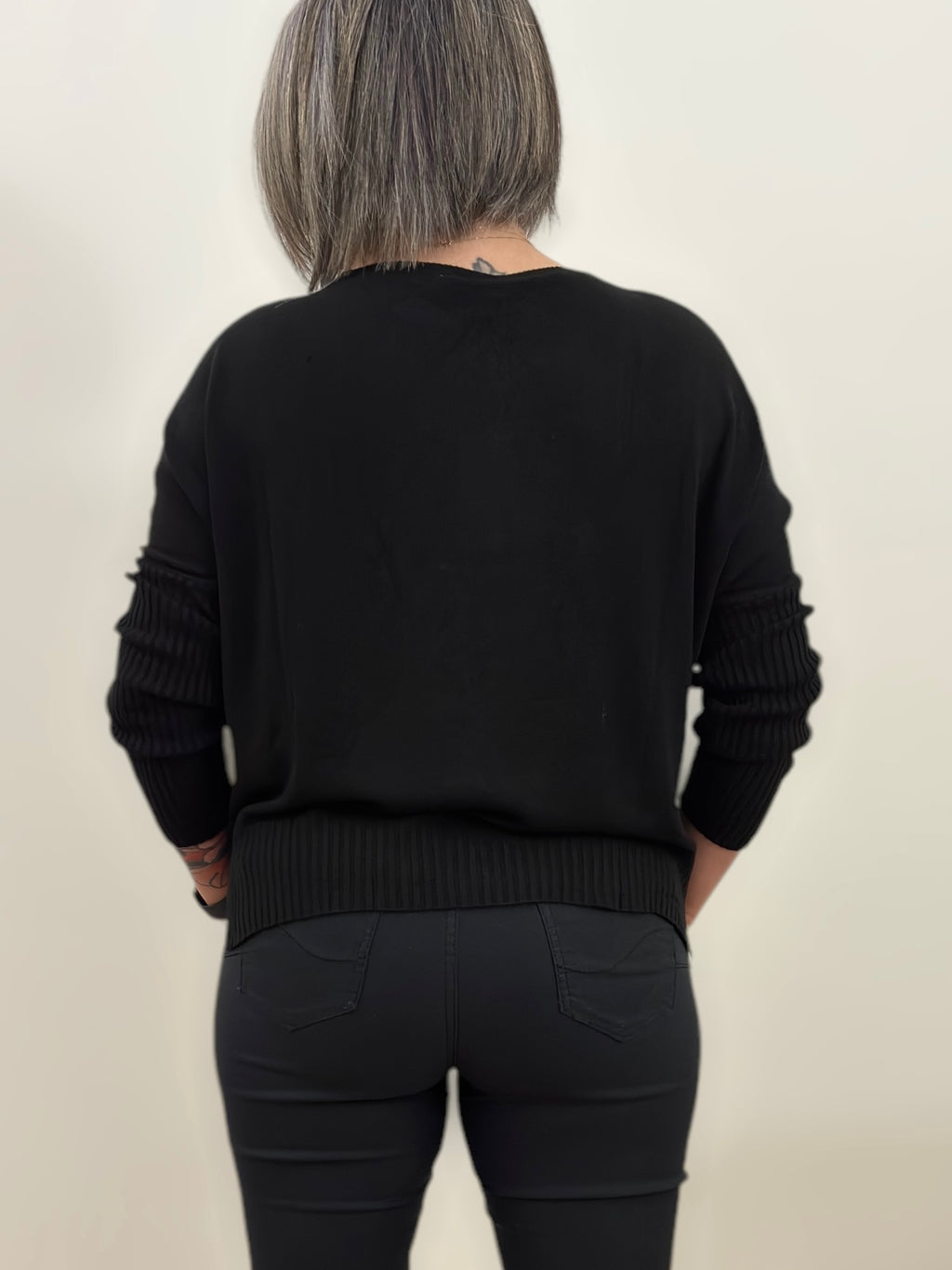 Gilet Noir manche 3/4 chauve souris