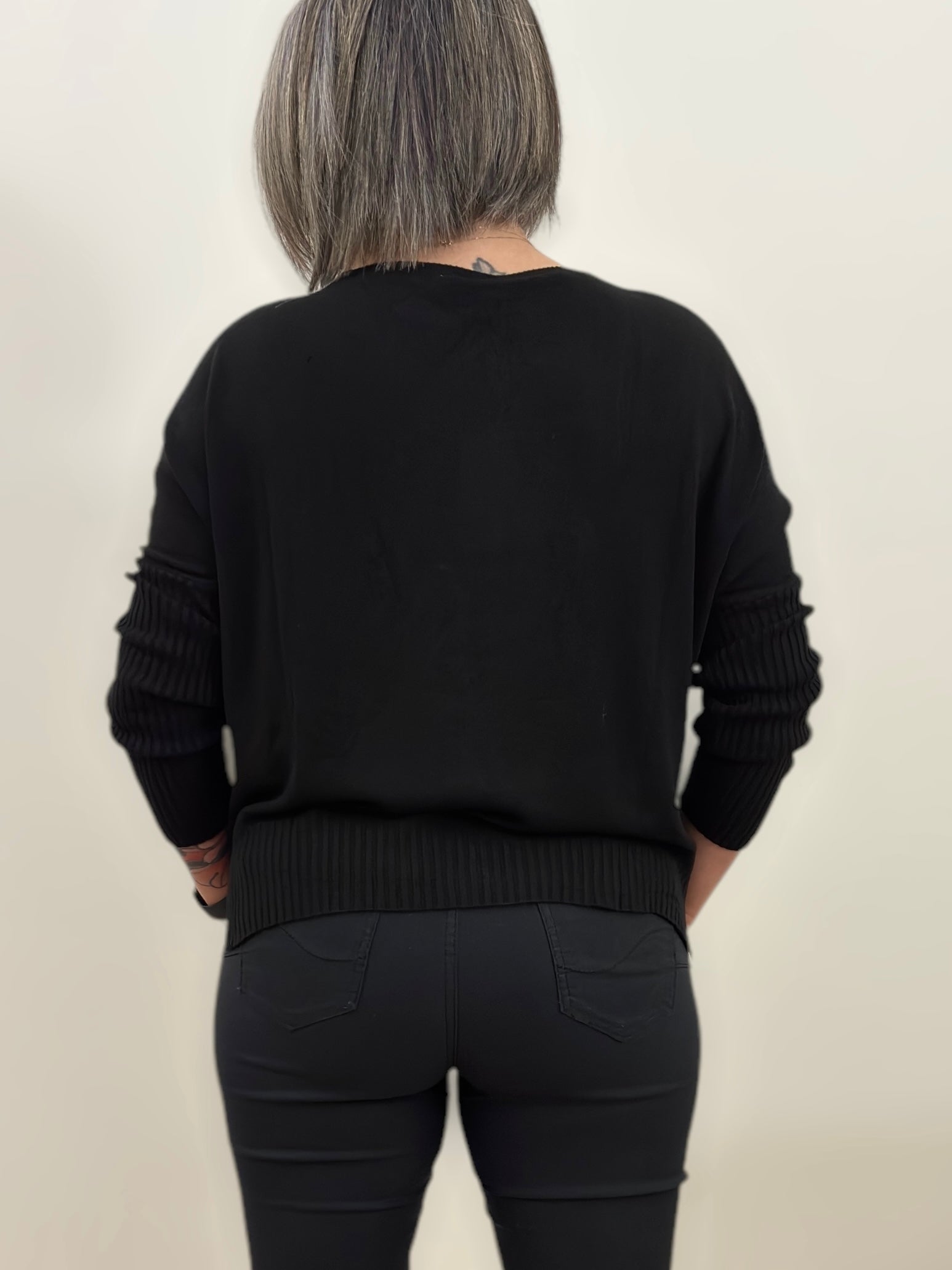 Gilet Noir manche 3/4 chauve souris