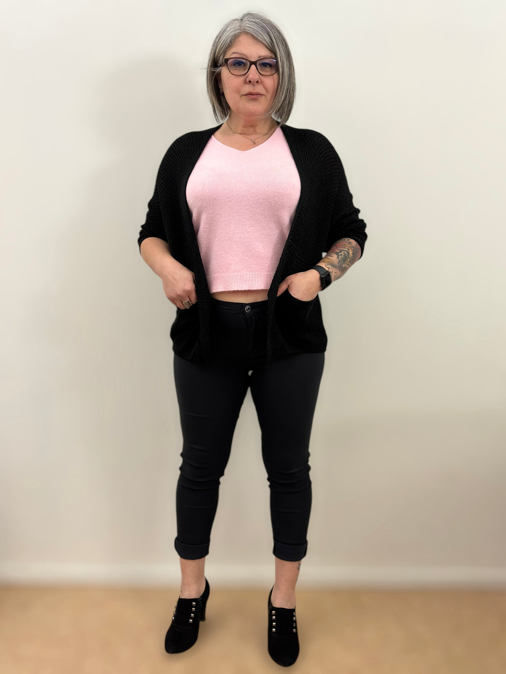 Gilet Noir manche 3/4 chauve souris