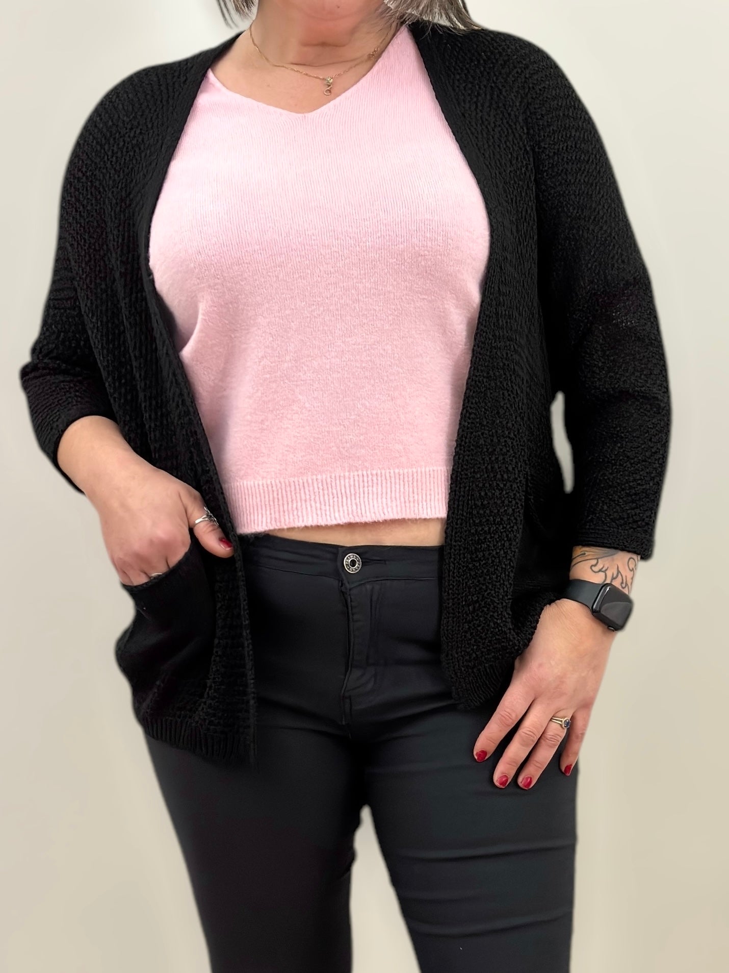 Gilet Noir manche 3/4 chauve souris