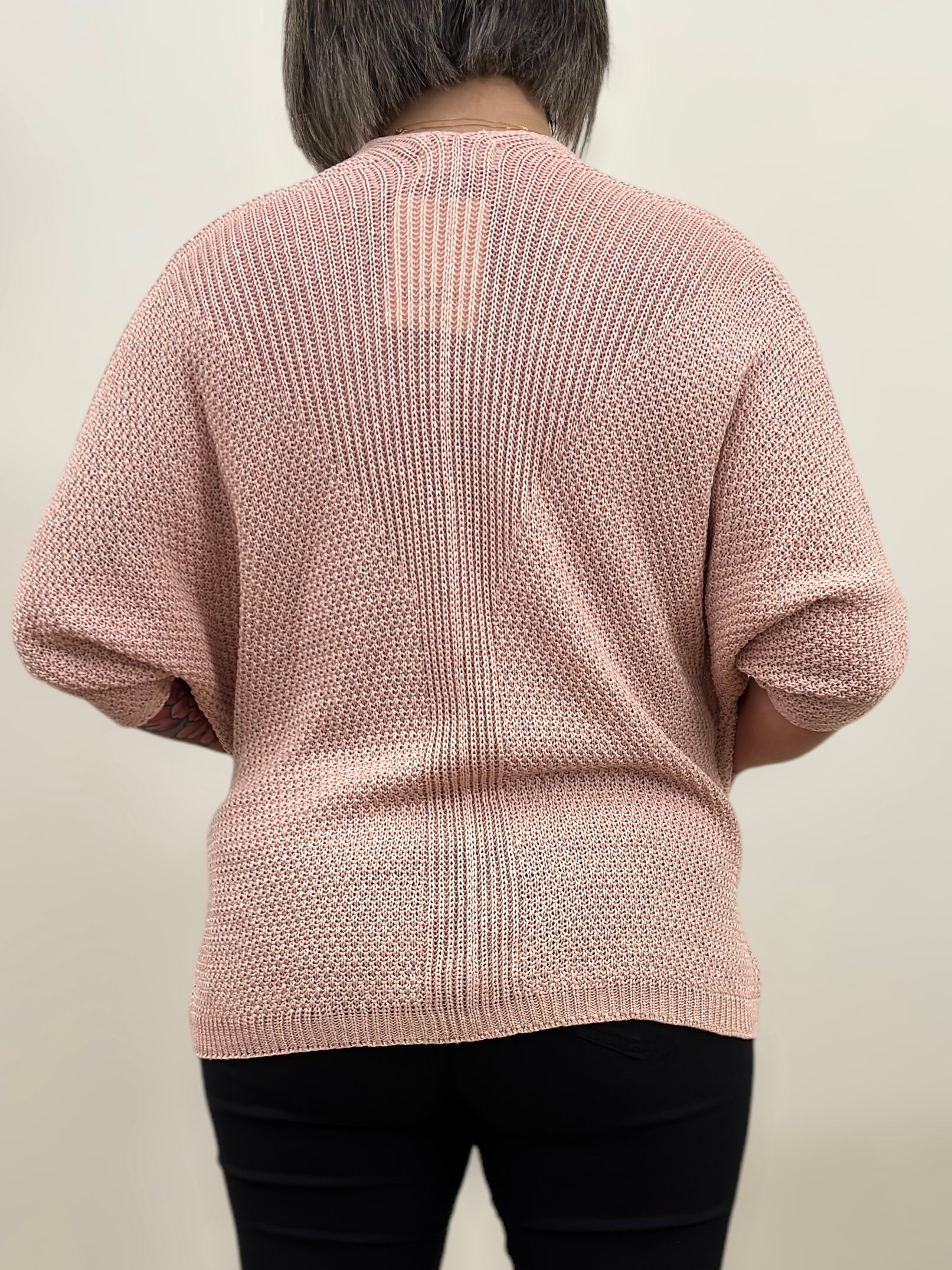 Gilet Rose manche 3/4 chauve souris