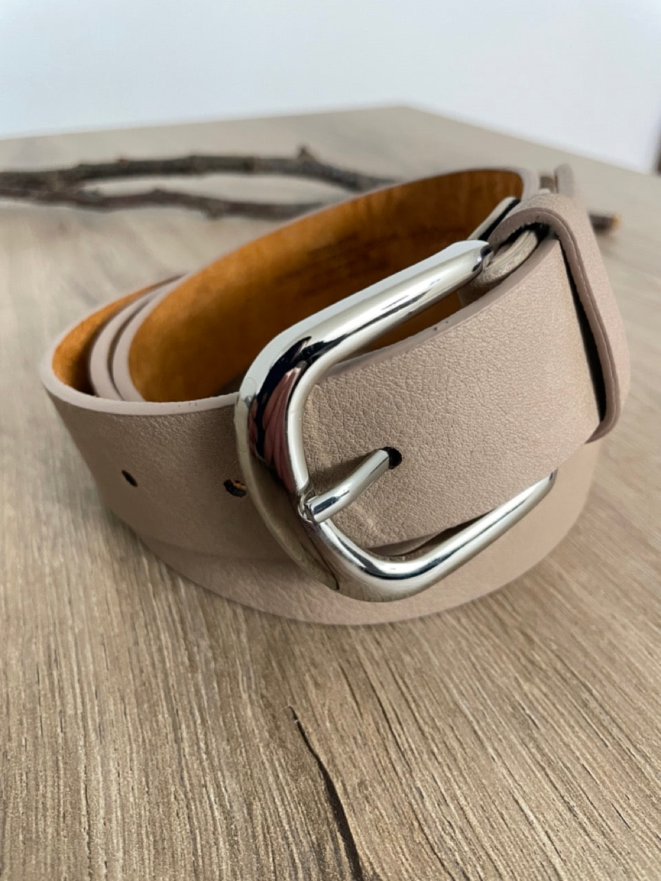 Ceinture cuir beige | 32 mm