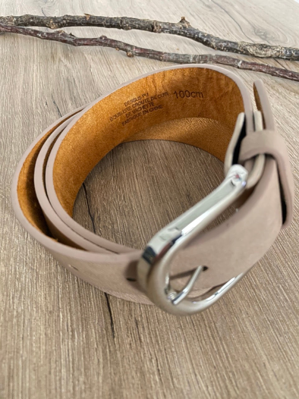 Ceinture cuir beige | 32 mm