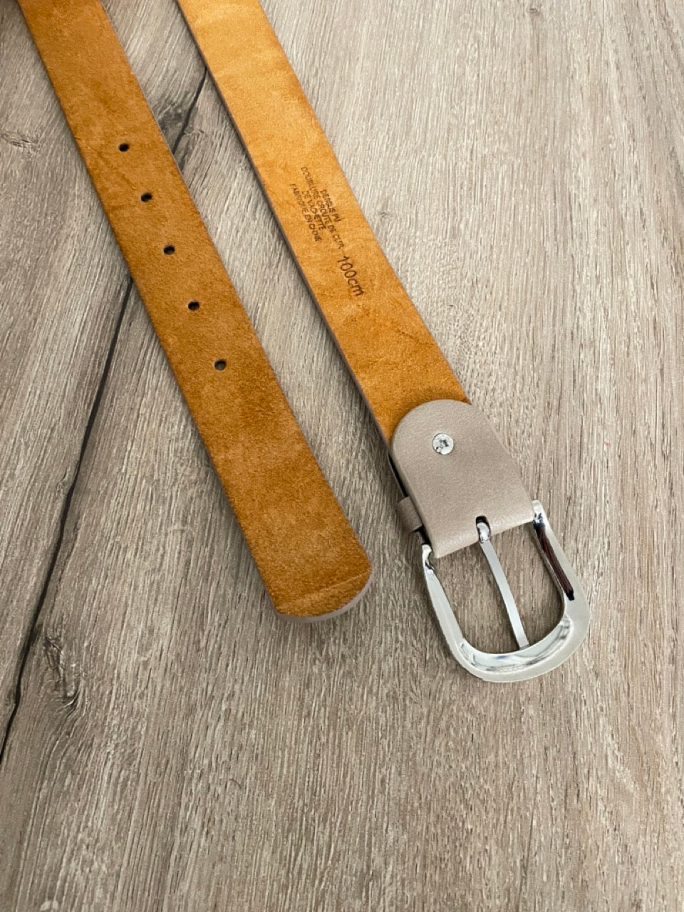 Ceinture cuir beige | 32 mm