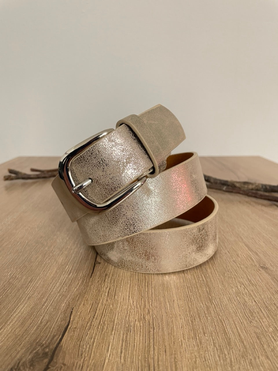 Ceinture cuir dorée | 34 mm