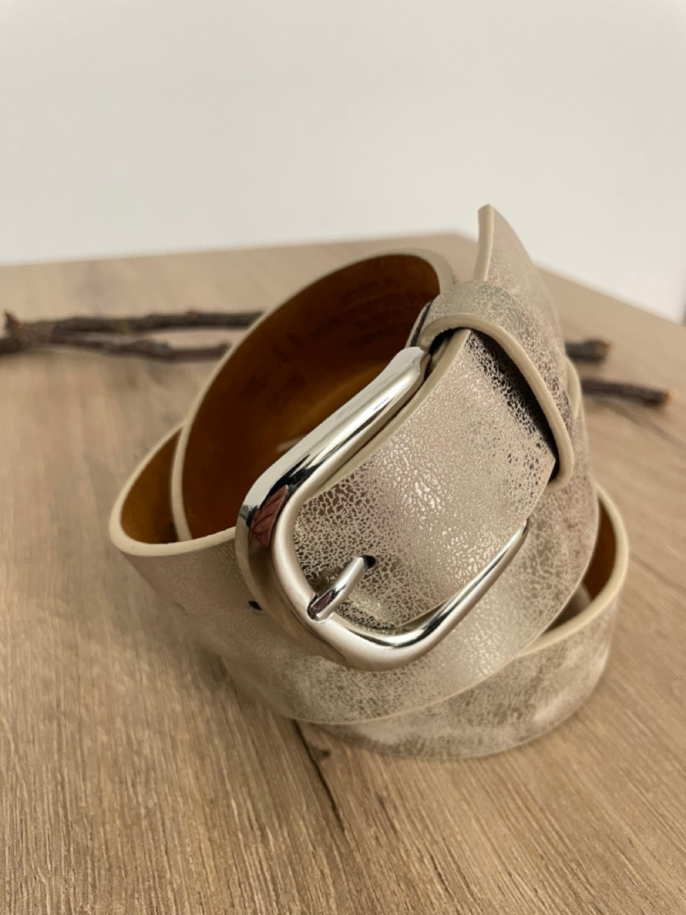 Ceinture cuir dorée | 34 mm