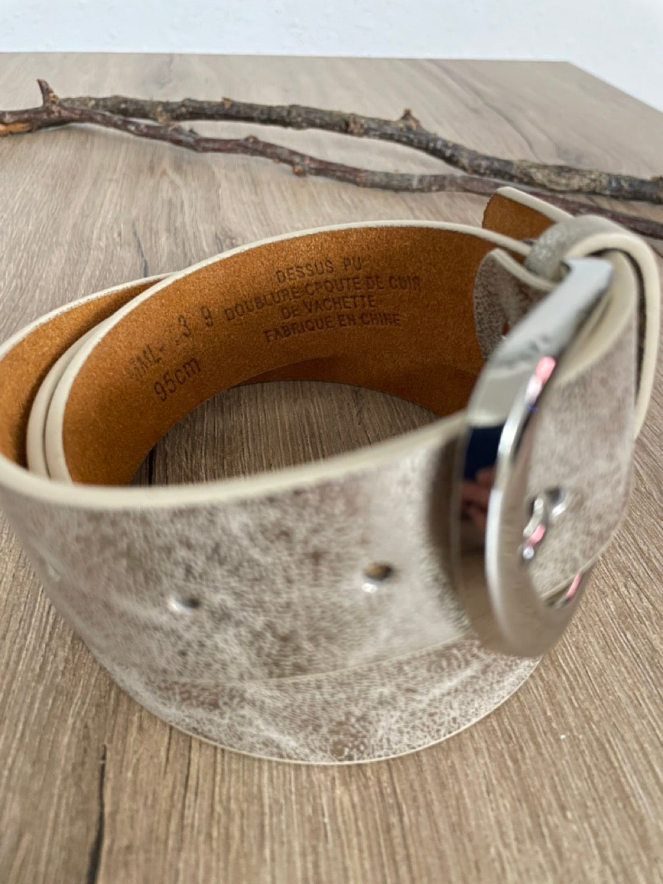 Ceinture cuir dorée | 34 mm