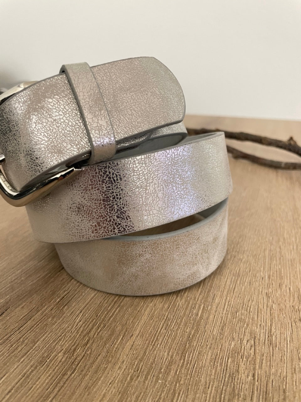 Ceinture cuir argenté | 34 mm