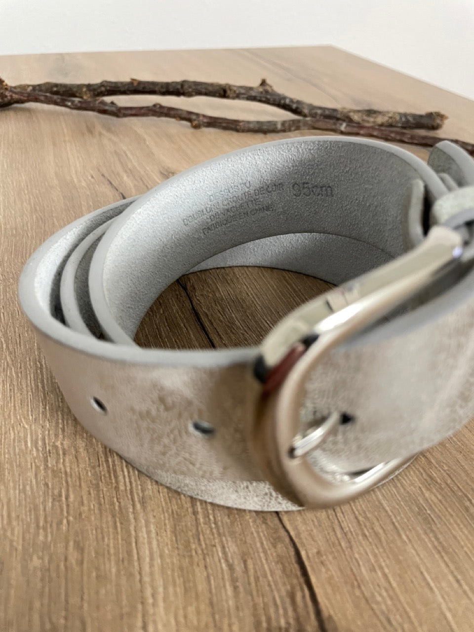 Ceinture cuir argenté | 34 mm