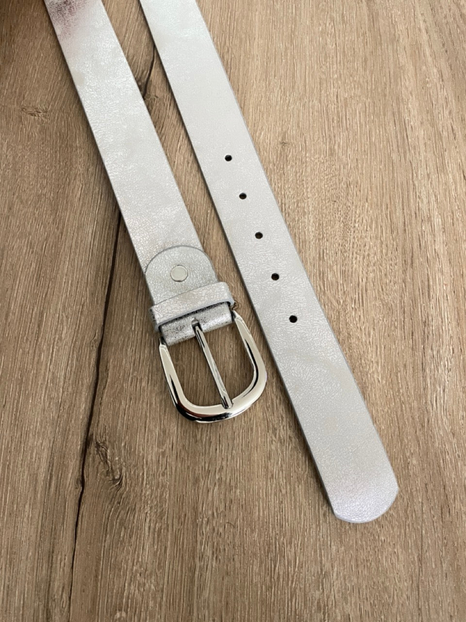Ceinture cuir argenté | 34 mm