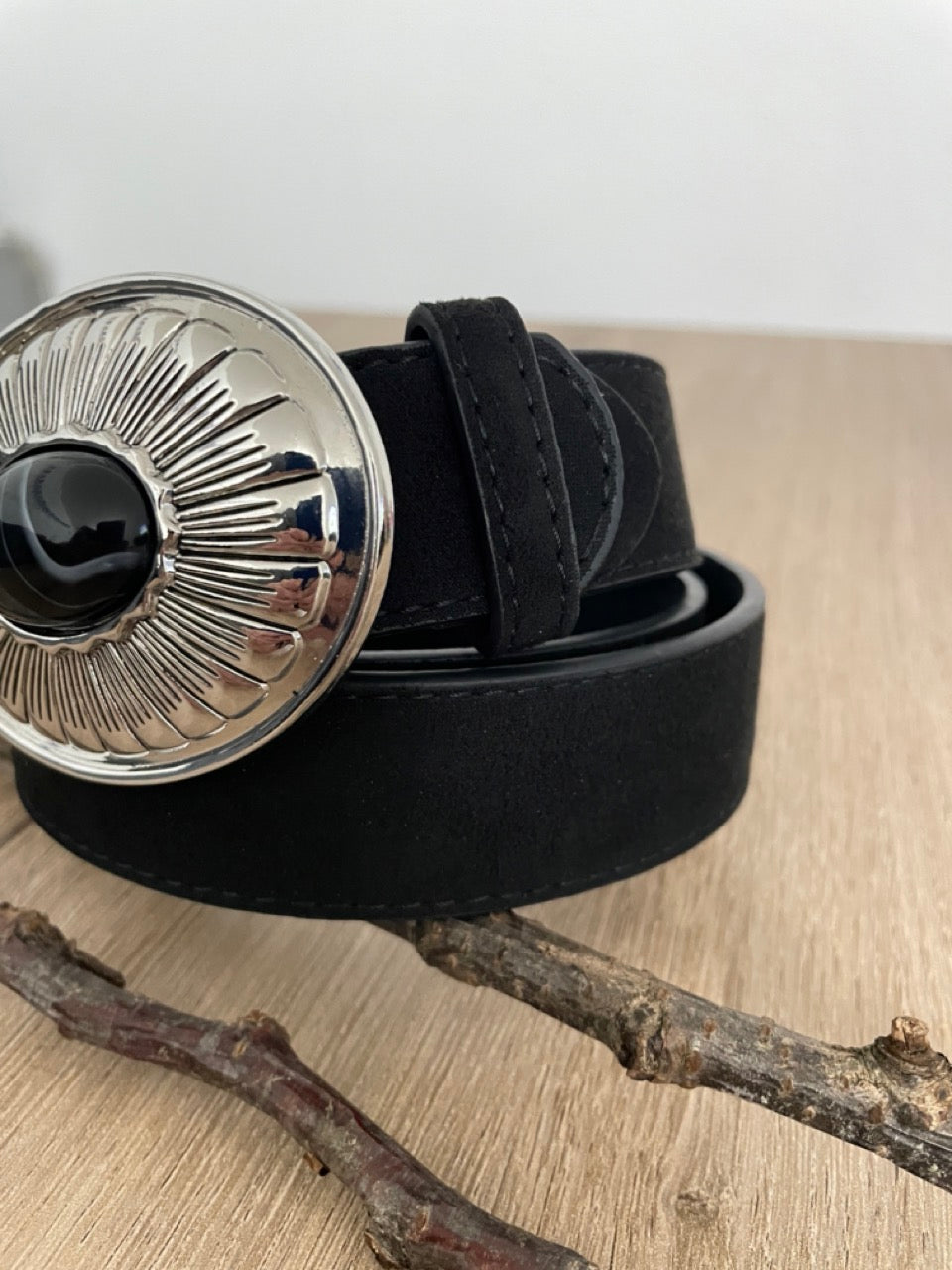 Ceinture daim noir | 32 mm