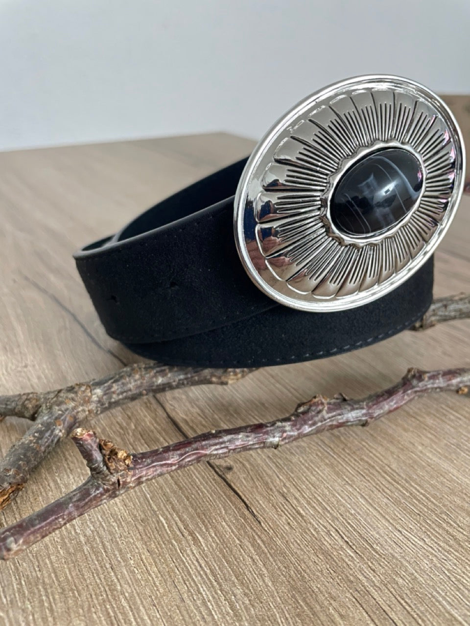 Ceinture daim noir | 32 mm