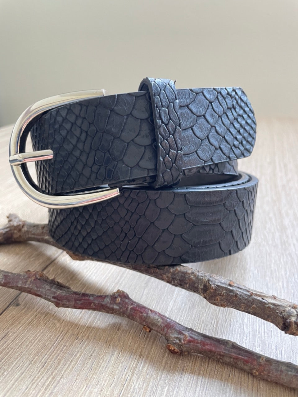 Ceinture Reptile Noir | 33 mm