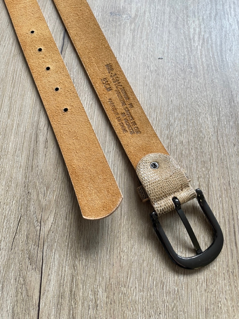 Ceinture Reptile Beige & Noir | 33 mm