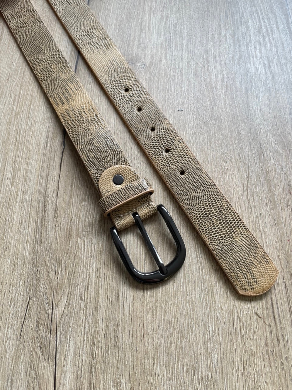 Ceinture Reptile Beige & Noir | 33 mm