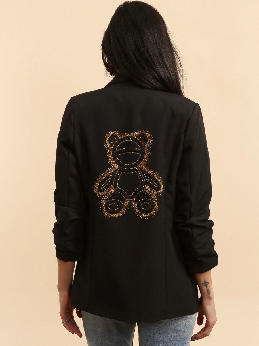 Blazer Noir Ourson Strass