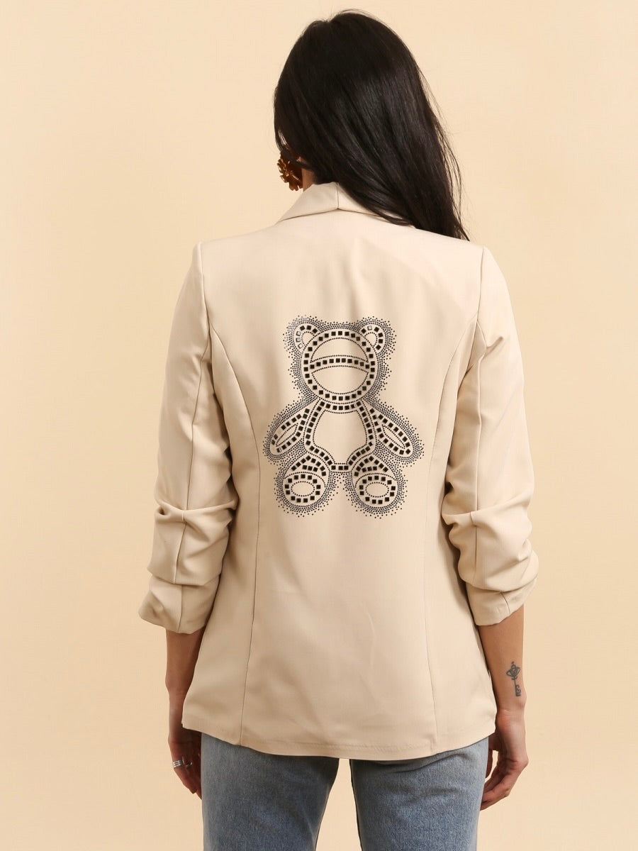 Blazer Beige Ourson Strass