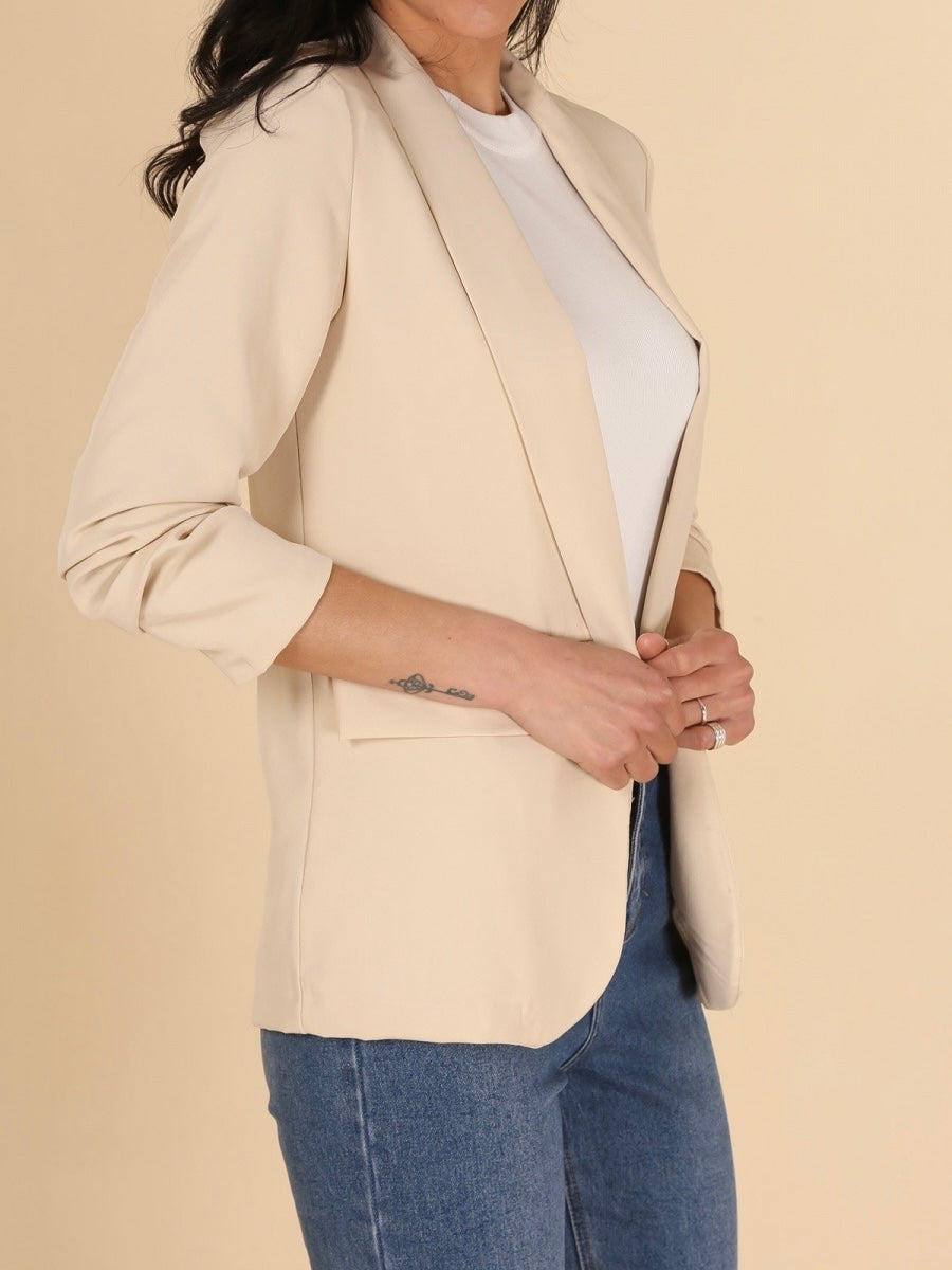 Blazer Beige Col Châle