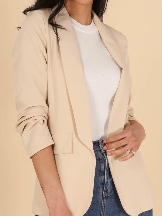 Blazer Beige Col Châle