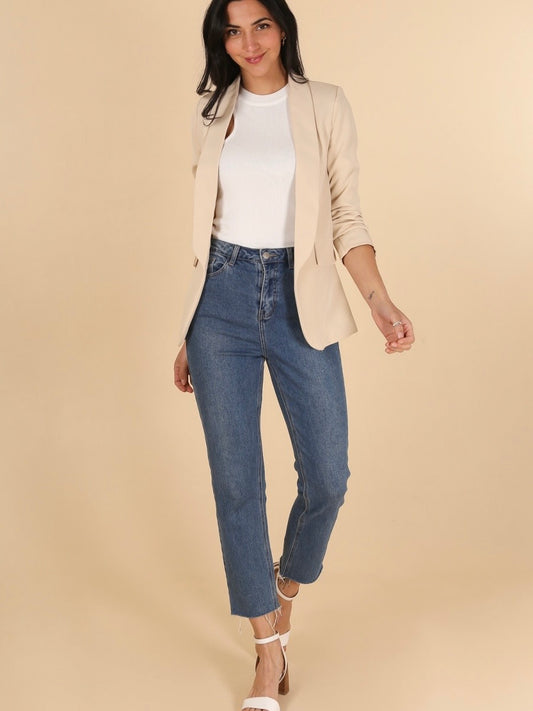 Blazer Beige Col Châle