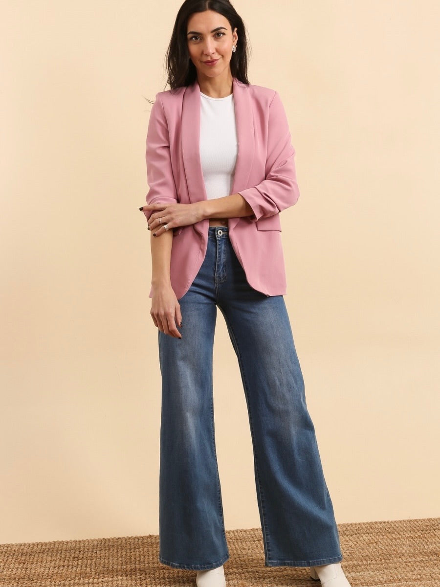 Blazer Vieux Rose Col Châle