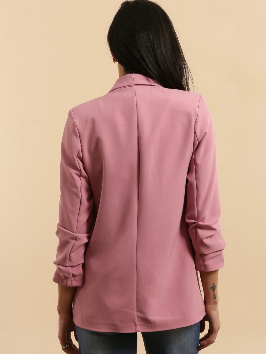 Blazer Vieux Rose Col Châle