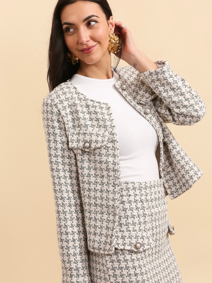 Blazer en Tweed Blanc