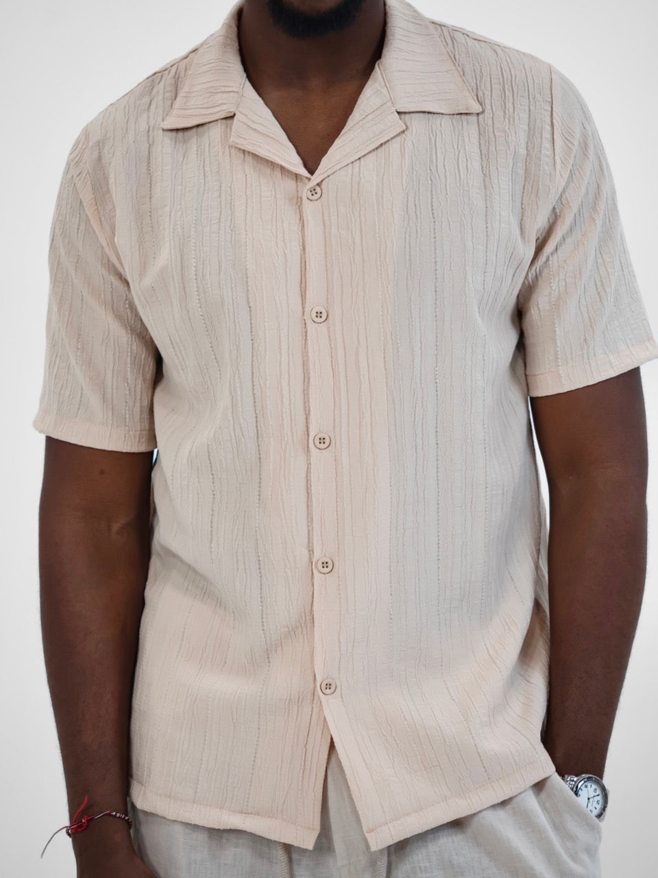 Chemise col ouvert Beige