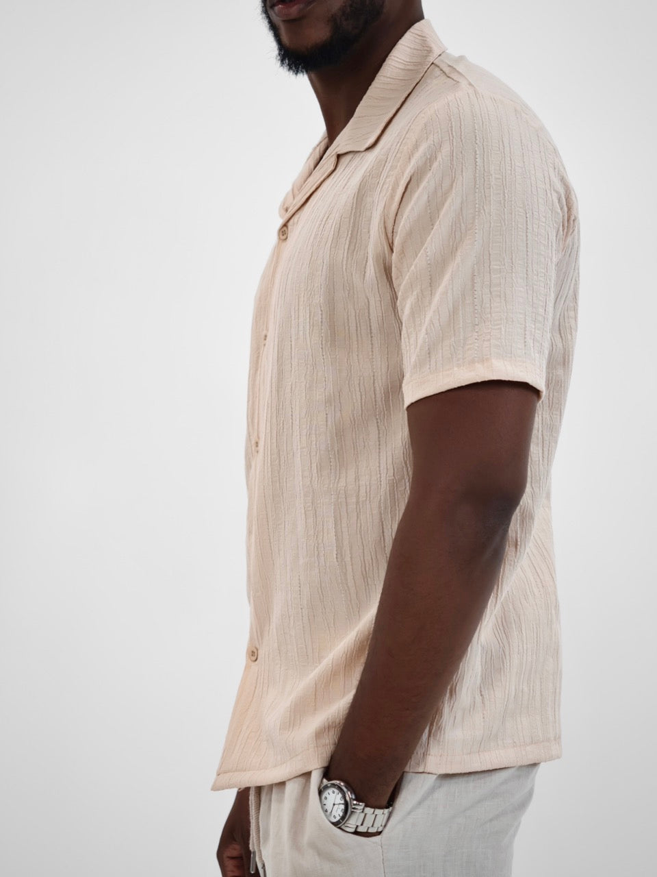 Chemise col ouvert Beige