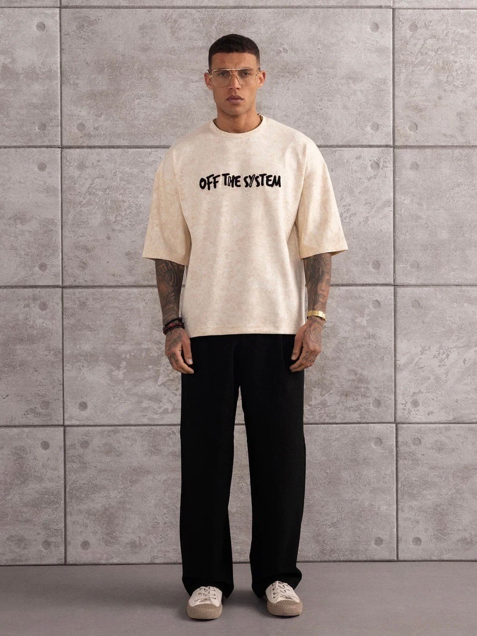 T-shirt Oversize Brodé Écru