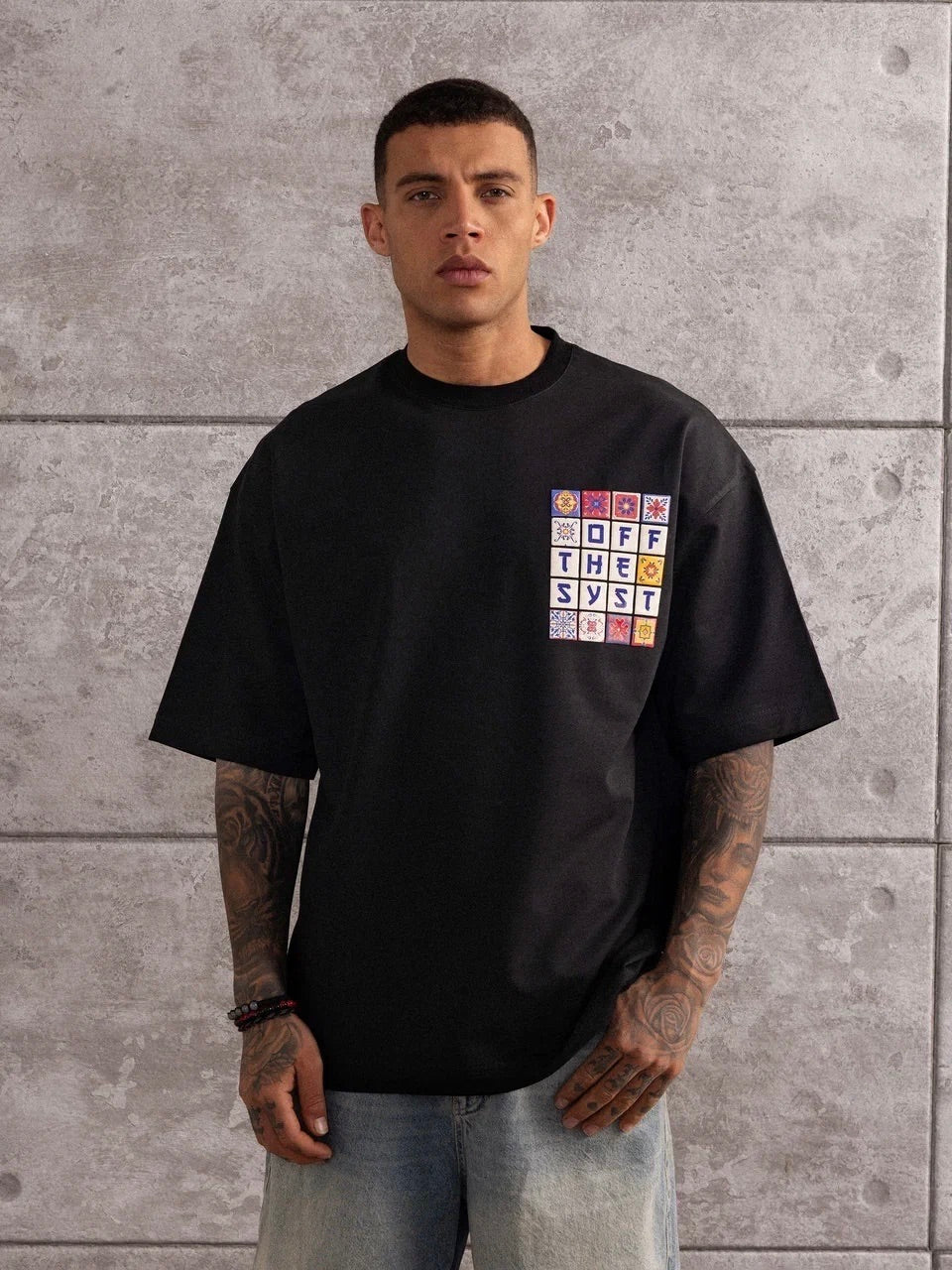 T-shirt Oversize Imprimé Noir