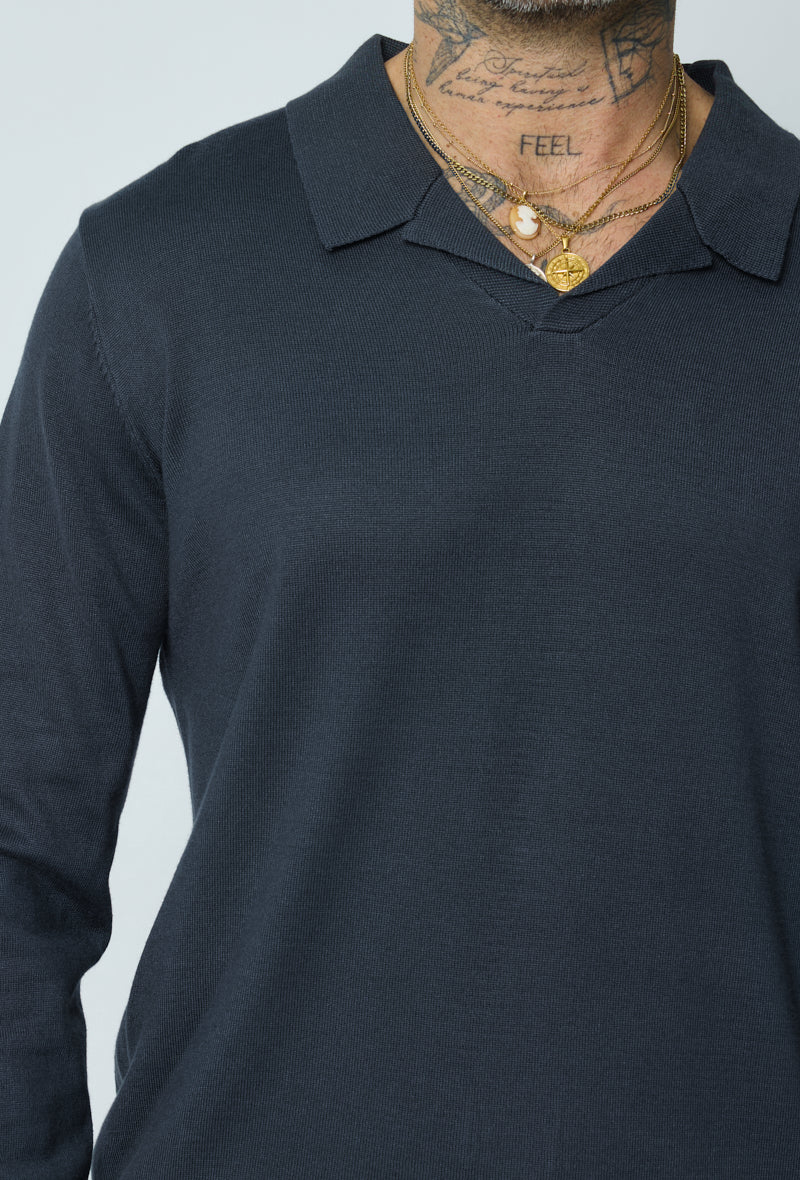 Pull Mi-Saison Col polo Gris