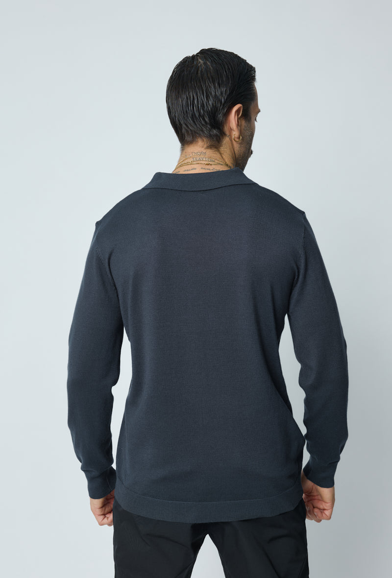 Pull Mi-Saison Col polo Gris