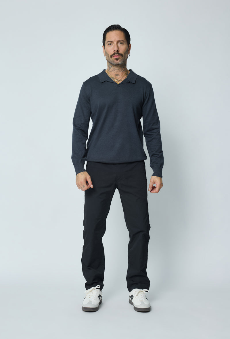 Pull Mi-Saison Col polo Gris