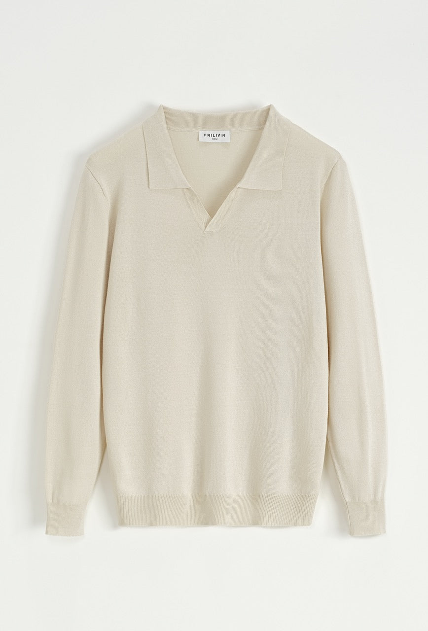 Pull léger Col polo Ivoire