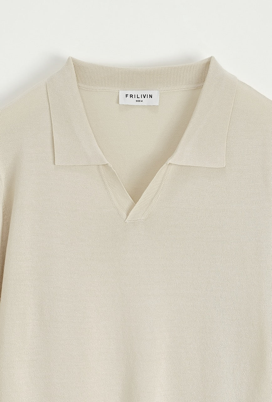 Pull léger Col polo Ivoire
