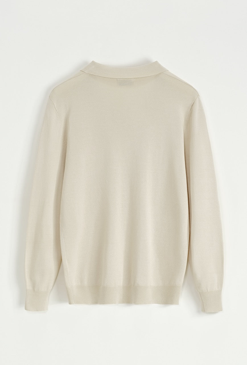 Pull léger Col polo Ivoire