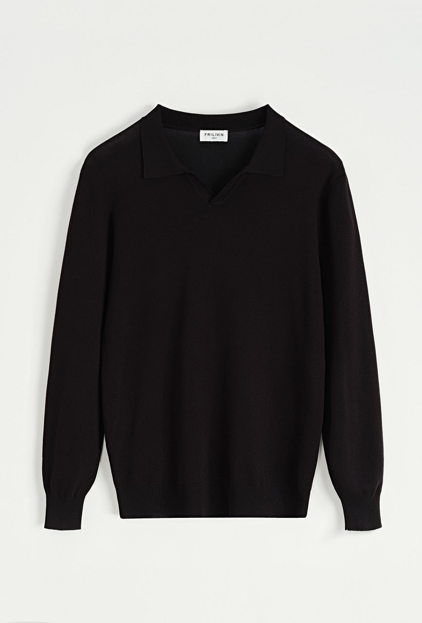 Pull léger Col polo Noir