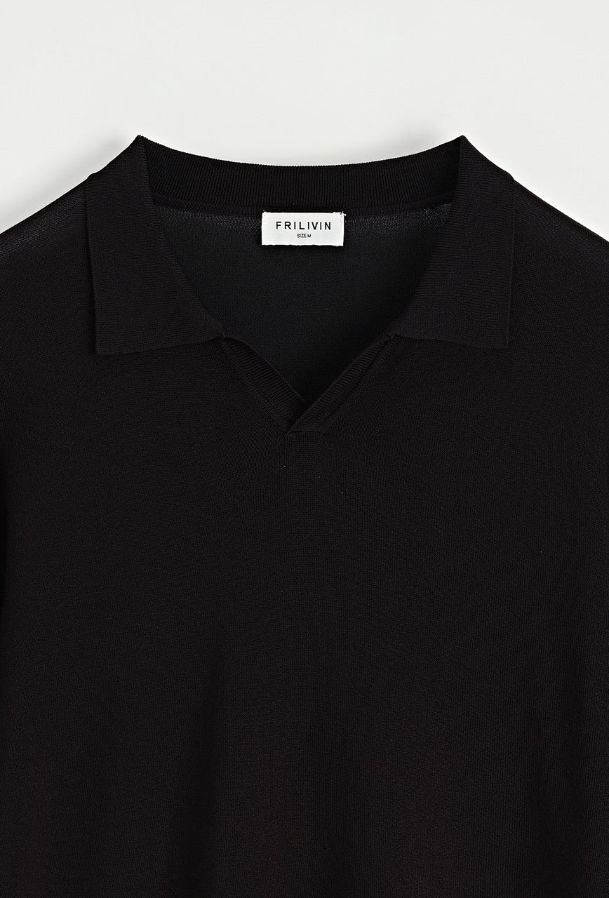 Pull léger Col polo Noir